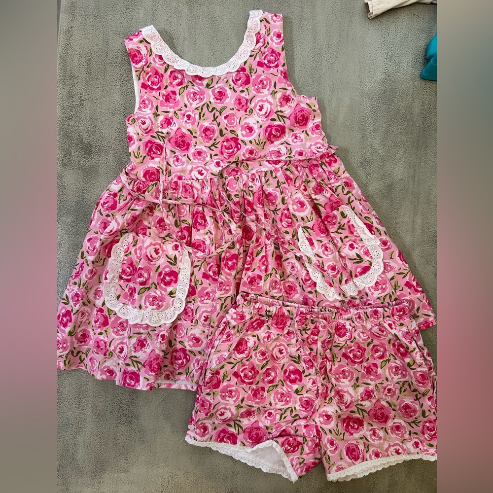 Floral Pink Dress and Shorts Set